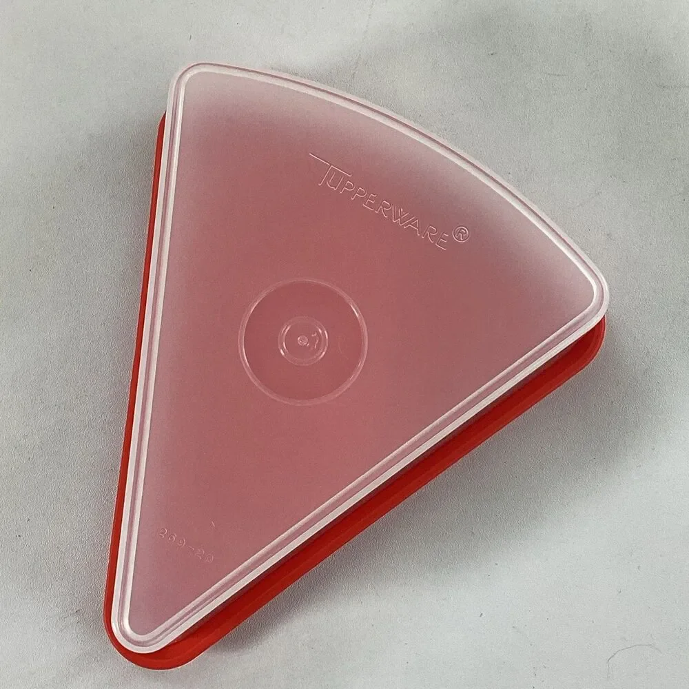 Tupperware Pizza Pie Keeper Clear Red Lid Excellent 269-20